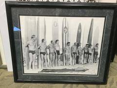 Framed Photo B&W Surfers with Surfboards on the beach