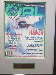 Framed, Signed Cover of Surfing Girl, April/May 2001. Signed by Sofia Mulanovich