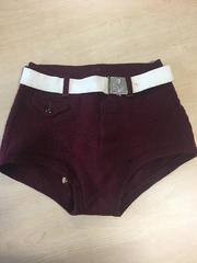 1930 Wool Knit Swim Shorts (maroon w/ white belt)