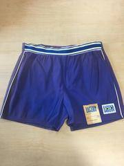 1950 Poly Swim Trunks (purple with elastic front blue and white stripe waistband)