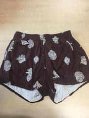 1940 Rayon Elastic Waist Printed Shorts, Duke Brand (maroon w/ white print)