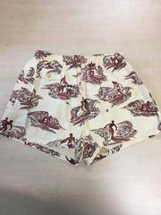 1940 Rayon Elastic Waist Printed Shorts, Duke Brand (tan w/ brown surfer print)