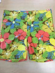 1960 Board Shorts (brown w/ green leaf and colorful floral print)