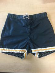 1970 Board Shorts (navy blue with yellow and white stripes at bottom)