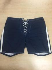 1970 Kanvas by Katin Surf Trunks (navy blue with white stripes down sides)