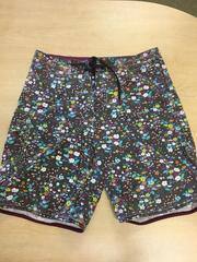 1990 Quiksilver Board Shorts (brown with colorful floral print)