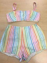 1920/60 Womens Swimsuits (rainbow stripes two piece set)