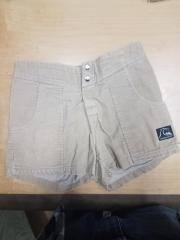 Quiksilver Khaki Corduroy Shorts. Velcro Fly 2 Snap Buttons, Embossed Quiksilver Logo. Quiksilver Logo Badge.