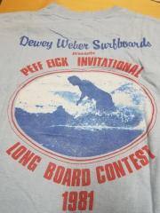 Ocean Pacific Peff Eick Invitational Long Board Contest 1981 CONTESTANT T-Shirt, baby blue XL.