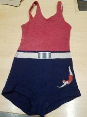 Childrens Vintage Wool Swim Suit. 1920s, Marshalls Tarrytown, Red/Navy, Infants 28