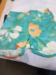 Surf Line Hawaii Jams Surf Shorts, Nylon, Draw string with Velcro, Green/Orange Floral Pattern