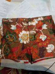 Barefoot Paradise Trunks, Button/Zipper, Brown/Red Floral Aloha, Mesh Liner, XL