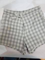 Chuck Quinn Swim Shorts, Button Fly, Palaka Print, Grey/white