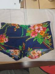 Surf Line Hawaii T-Shorts, Draw String, Soft Cotton, Blue w. Floral design.