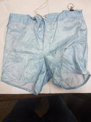 Nylon Board Shorts, Eyelet and Laces/Button Fly, multiple pockets, iridescent blue.