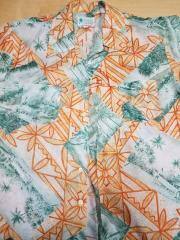 Waikiki Holiday Hawaiian Shirt, Aloha and Sailing print, Orange/Green, XL