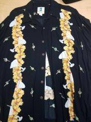 Kahala Hawaiian Shirt, Lei and Martini Design, Black/Yellow