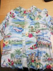 Reyn Spooner Hawaiian Shirt, Airport welcome design, Blue/Red/Green, XL