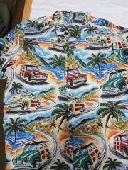 Reyn Spooner Aloha Shirt, Art of Eddy Y, Woodie Design.