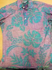 Ocean Pacific Sunwear Aloha Shirt, polo button down neck, purple/green