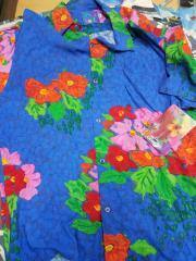 Jams World Aloha shirt, jams soft cotton, button up, blue with floral pattern, Unworn, tags still attached