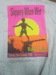 Urban Hawaiian Slippery When Wet at the Waikiki Theatre 1958 T-Shirt (Logo Print), Grey