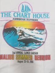 The Chart House 2nd Annual Lance Carson Malibu Summer Reuinion 1986 T-Shirt, White.