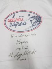 Custom Greg Noll Surfboards T-Shirt, White, Signed