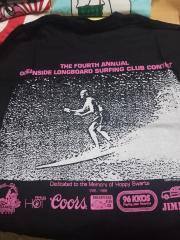 The Fourth Annual Oceanside Longboard Surfing Club Contest T-Shirt, Black-Pink