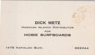 Two of Dick Metz's Business Cards