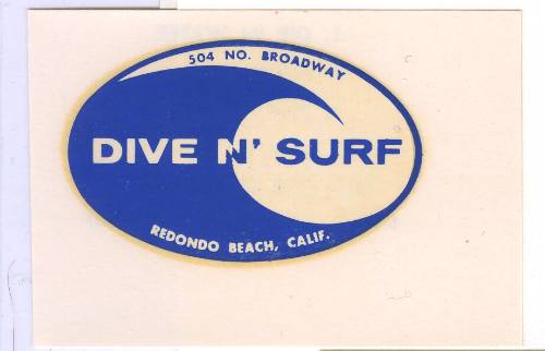 Dive N’ Surf Redondo Beach Decal