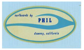Surfboards by Phil Downey, California Decal