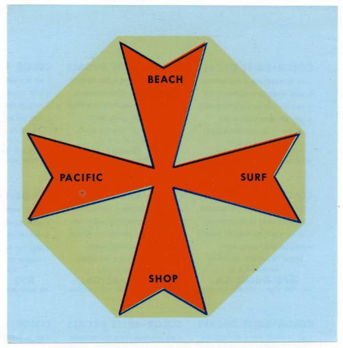 Pacific Beach Surf Shop Cross Shaped Decal