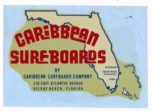 Caribbean Surfboards Delray Beach, Florida Decal