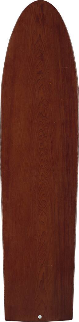 Solid redwood plank. Very thin design may date it to the 1800s.