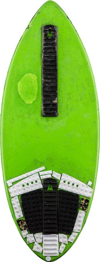 Green Skimboard with Foot Strap and Stomp Pad