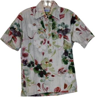 Green & White Floral Hawaiian Button Down Shirt